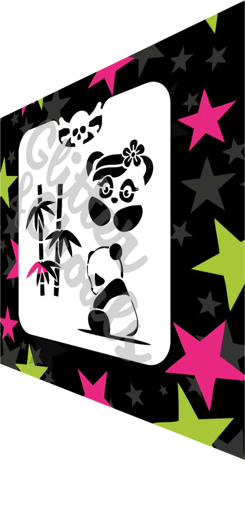 Glitter and Ghouls Face Painting Stencil-  Panda Stencil 516