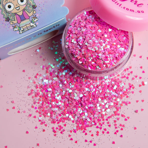Glitter Girl Biodegradable Eco Glitter- Sweet Heart- pink hearts 10g NEW