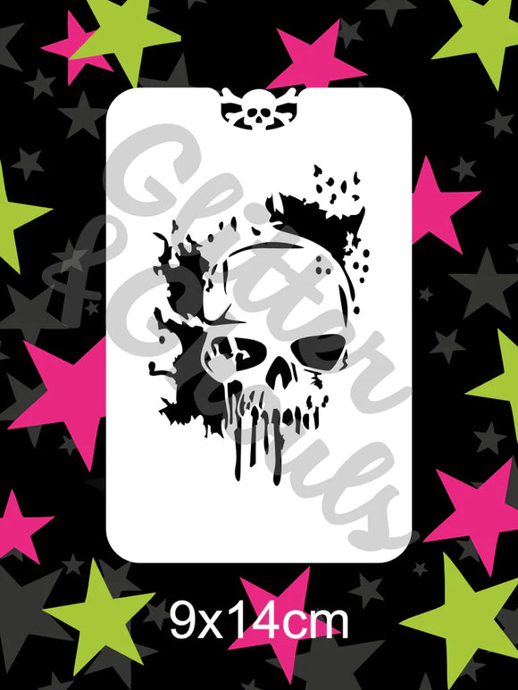 Glitter and Ghouls Face Painting Stencil- Sleevoo Melting Skull