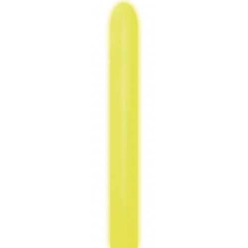 DTX (Sempertex) 260 Modelling Balloon Neon Yellow pack of 50 - Bright under normal light, glows under blacklight