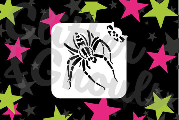 Glitter and Ghouls Face Painting Stencil- Creepy crawly spider