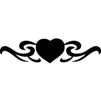 Glitter Tattoo Stencil - Curly heart