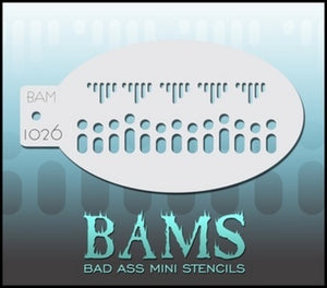 BAM- Bad Ass Mini Face painting Stencils 1026- Lace or edging