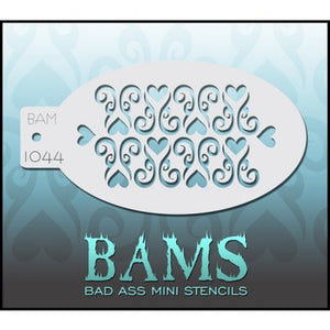 BAM- Bad Ass Mini Face painting Stencils 1044- swirls and hearts