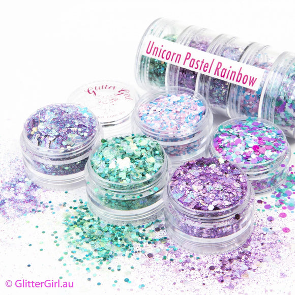 Glitter Girl Biodegradable Eco Glitter Stack- Unicorn Pastel Rainbow Collection