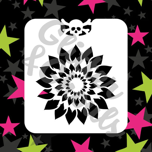 Glitter and Ghouls face painting stencil- Sunflower Mandala