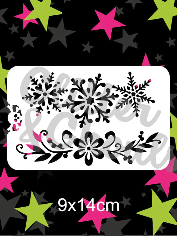 Glitter and Ghouls Face Painting Stencil- Snowflake and Flourish crown