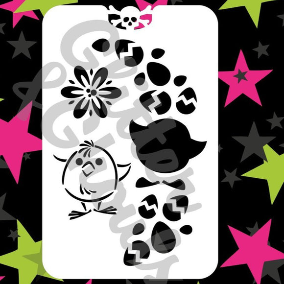 Glitter and Ghouls Face Painting Stencil- Easter Chick