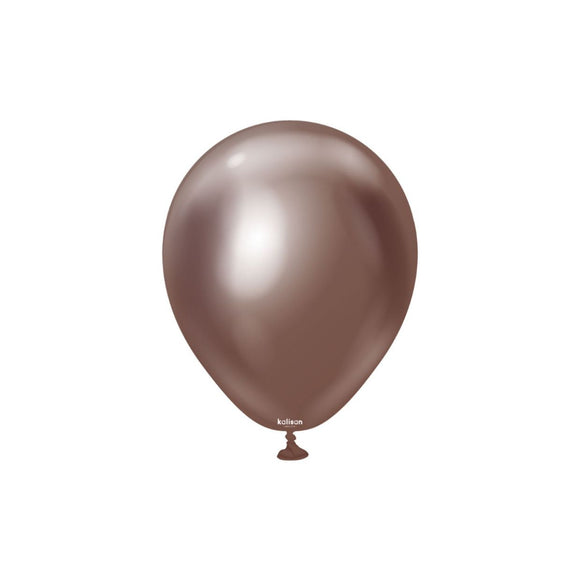 Kalisan 12cm Round Balloons  Mirror Chocolate  pack of 100- perfect for Christmas Wands