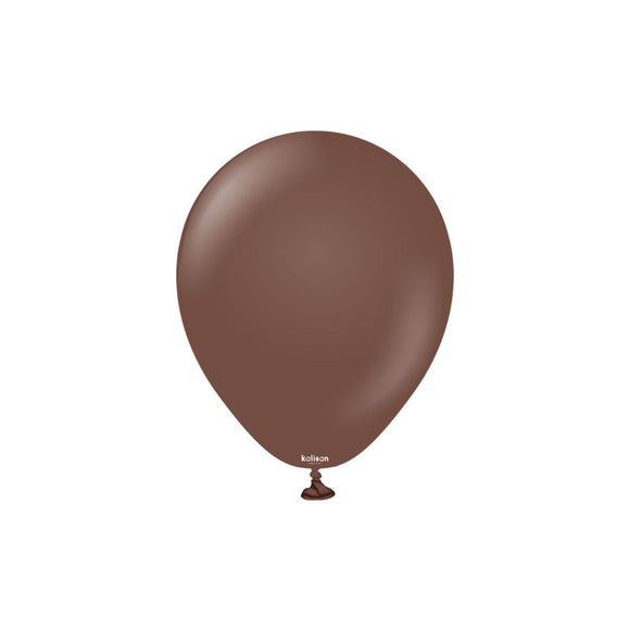 Kalisan 12cm Round Balloons chocolate brown pack of 100- perfect for turtle shells, teddy bears and more