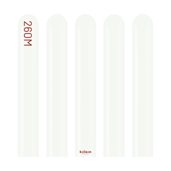 Kalisan 260 Modelling Balloons  White- pack of 100