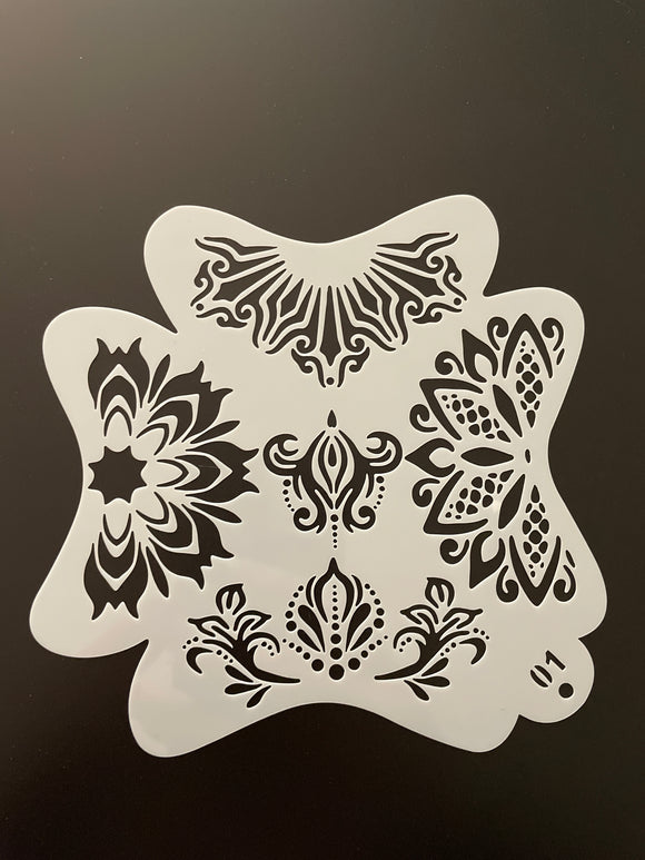 AB face painting stencil- Boho crowns