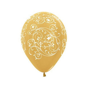 Sempertex Filagree gold balloons 12pk