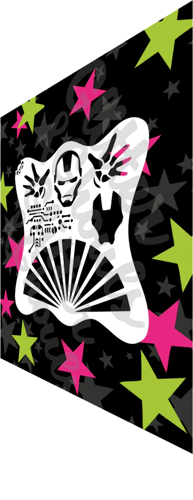 Glitter and Ghouls face painting stencil- Build a Metal Man