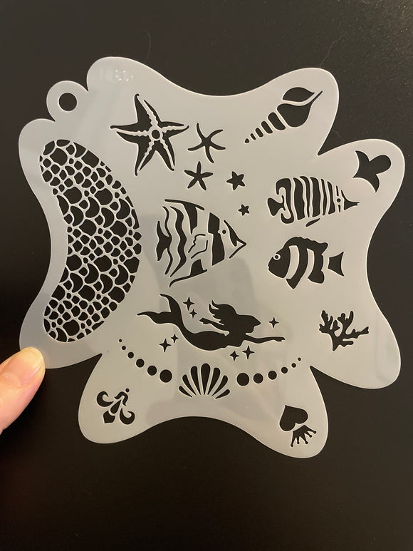 AB face painting stencil- sea life and scales
