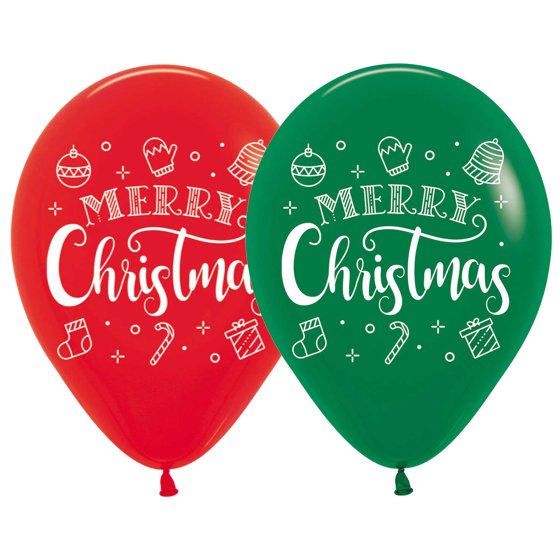 Sempertex 30cm Red and Green Merry Christmas as pack of 12