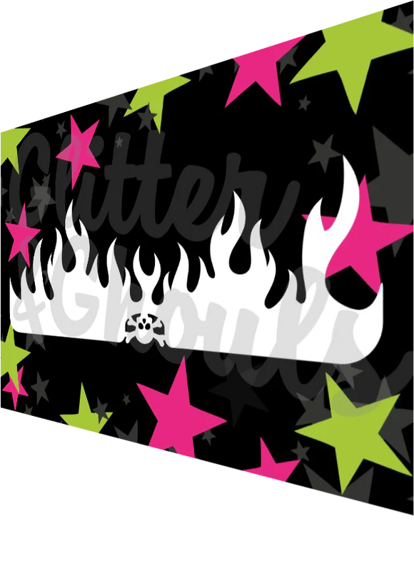 Glitter and Ghouls Face Painting Stencil- Flames flourish