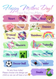 Mothers Day Face Painters Menu - double side printed and laminated- FAST designs for busy events