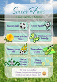 Soccer Fans- Face Painters Menu - double side printed and laminated