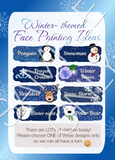 Winter Face Painters Menu- double side printed and laminated