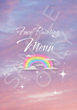 Pretty Face Painters Menu - double side printed and laminated