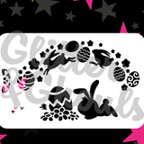 Glitter and Ghouls Face Painting Stencil- Easter flower bunny and crown