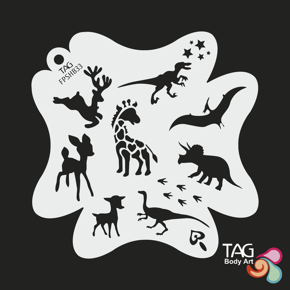 TAG Face Painting Stencil -FPSHB33 Jurassic & Friend