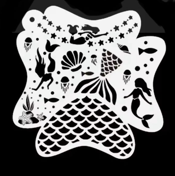 AB face painting stencil- Tails, scales and mermaid crowns