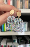 Statement Halloween Earrings for Face Painters and Balloon Twisters- Glittery ghost studs with stars 👻