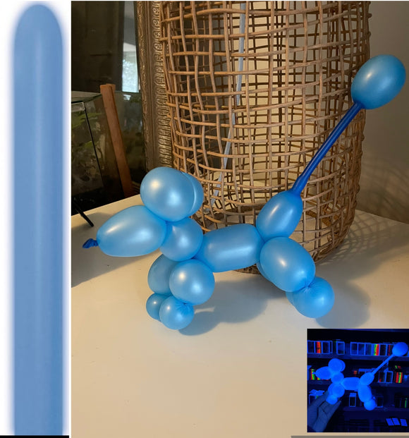 DTX (Sempertex) 260 Modelling Balloon Neon Blue pack of 50 - Bright under normal light, glows under blacklight