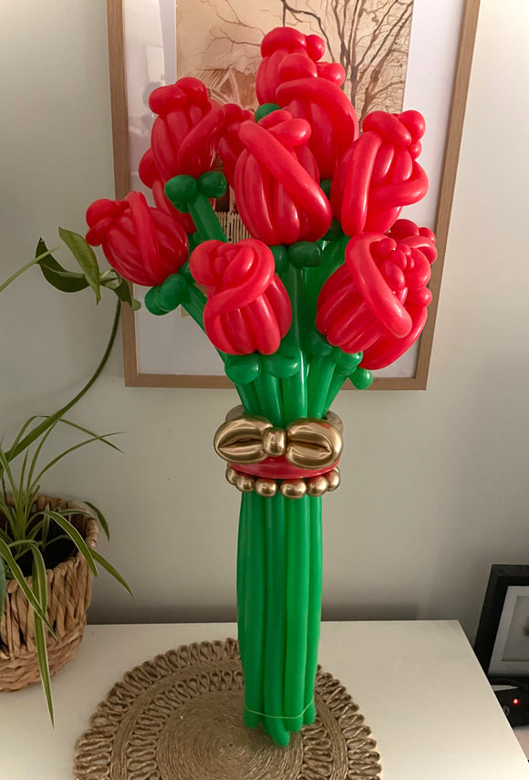 12 Longstem  Balloon Roses- choose your colour