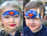 Glitter and Ghouls Face Painting Stencil 017- Super Guy