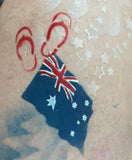 Glitter and Ghouls Face Painting Stencil- 749- 3D Australia flag and elements