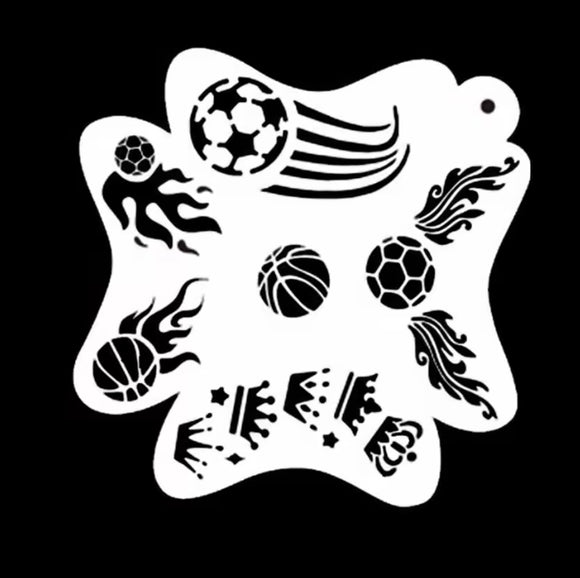 AB face painting stencil- Greatest of all time- sports balls and flames