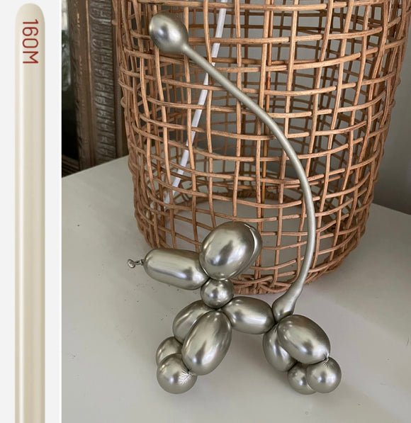 Kalisan 160 twisting balloons Mirror (Chrome) White Gold- Pack of 50