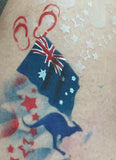 Glitter and Ghouls Face Painting Stencil- 3D Australia flag and elements
