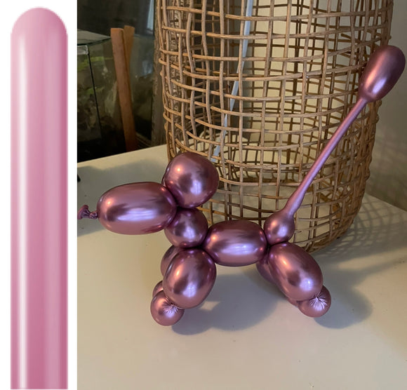 Kalisan 260 twisting balloons Mirror (Chrome) Pink Pack of 50