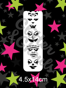 Glitter and Ghouls Face Painting Stencil- Freaky Faces #2