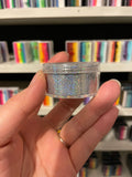 Overstocked- Cosmetic glitter in jar- Holographic Silver- approx 30ml