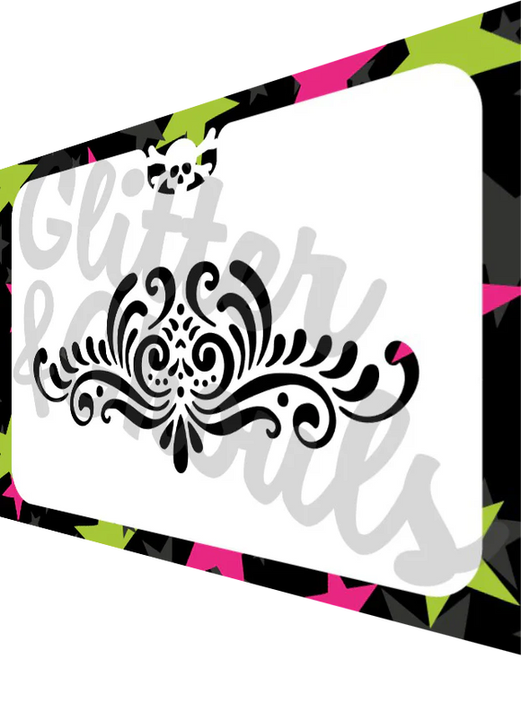 Glitter and Ghouls Face Painting Stencil-  Damask Princess Crown