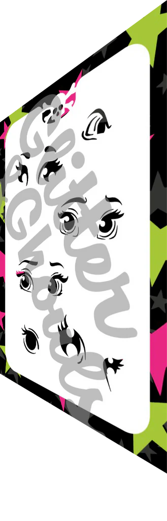 Glitter and Ghouls Face Painting Stencil- 841- Anime Eyes