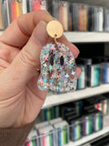 Statement Halloween Earrings for Face Painters and Balloon Twisters- Glittery ghost studs with stars 👻