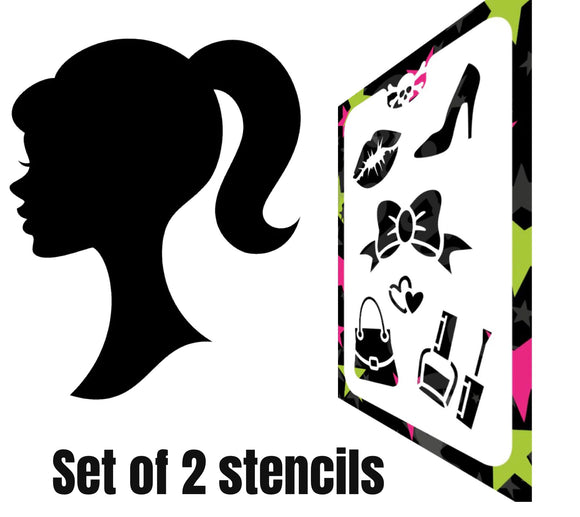 Glitter and Ghouls Face Painting Stencil- Pretty in Pink Stencil Set