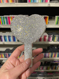 Diamanté sparkle hand Mirror- white