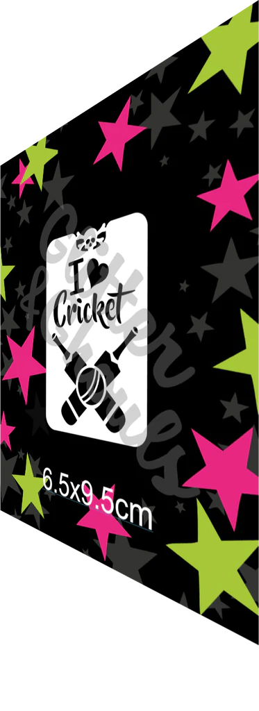 Glitter and Ghouls Face Painting Stencil- Cricket #2- I love cricket