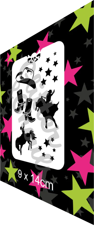 Glitter and Ghouls Face Painting Stencil-  Rodeo Star