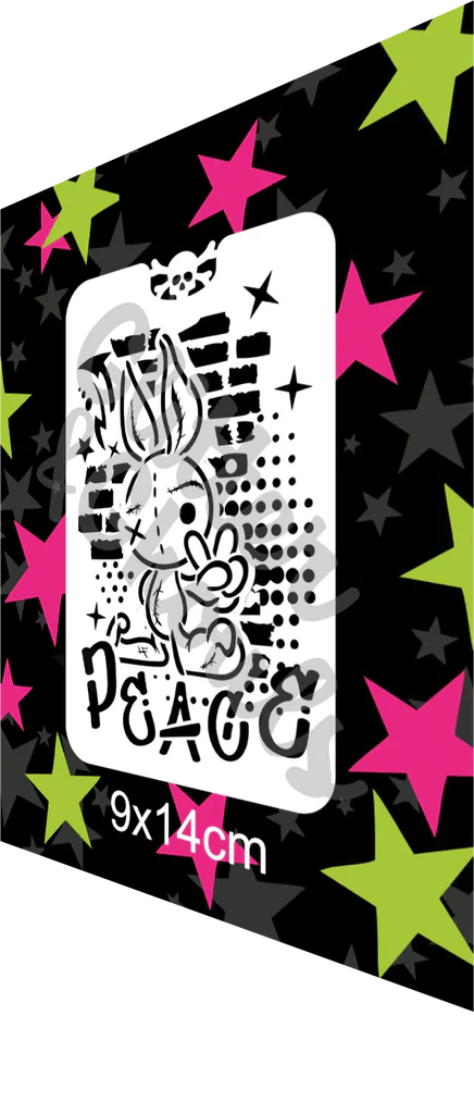Glitter and Ghouls arm painting stencil- Sleevoo Peace Bunny