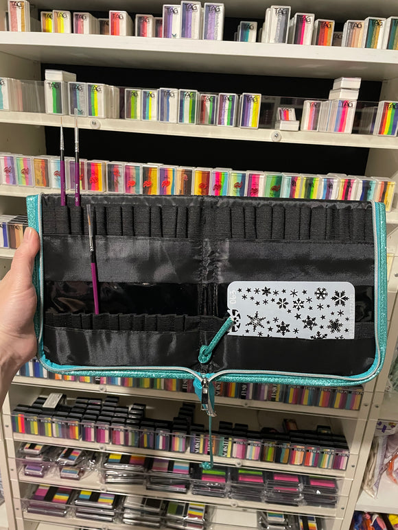 New! Easy clean, double row brush wallet and stand.