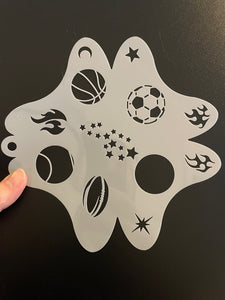 AB face painting stencil- sports balls and flames