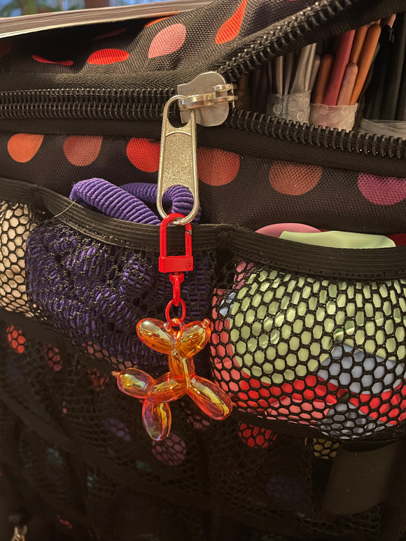 Iridescent balloon dog zipper pull (or keychain)